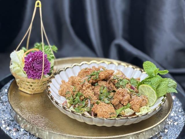 Crispy Chicken Larb Salad.